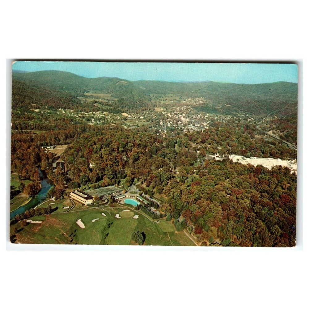 White Sulphur Springs WV Aerial The Greenbrier Resort Golf Chrome Postcard